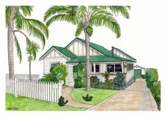 green roof house painting