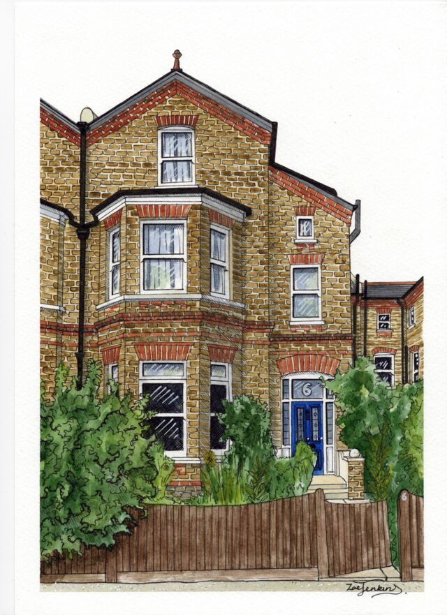 edwardian house watercolour painting