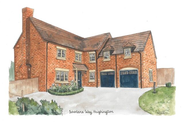 Modern 3D Water Colour House Portrait