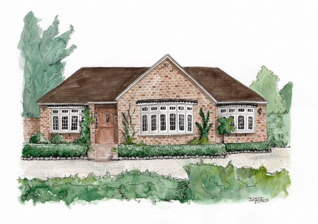 Pretty Bungalow House Portrait
